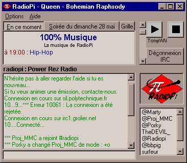 Capture d'écran du Player RadioPi